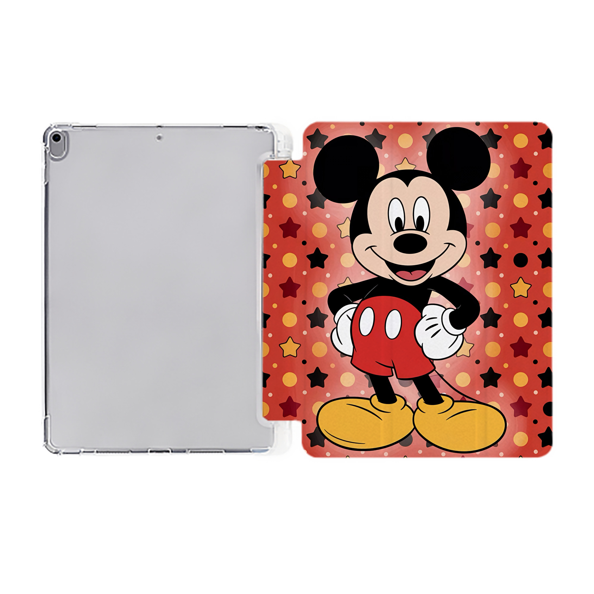 （画像用） ミッキーマウス Mickey Mouse IPad ケース ペン収納付き 三つ折りスタンド PUレザー×シリコン 対応機種9.5/10.5/10.9インチ